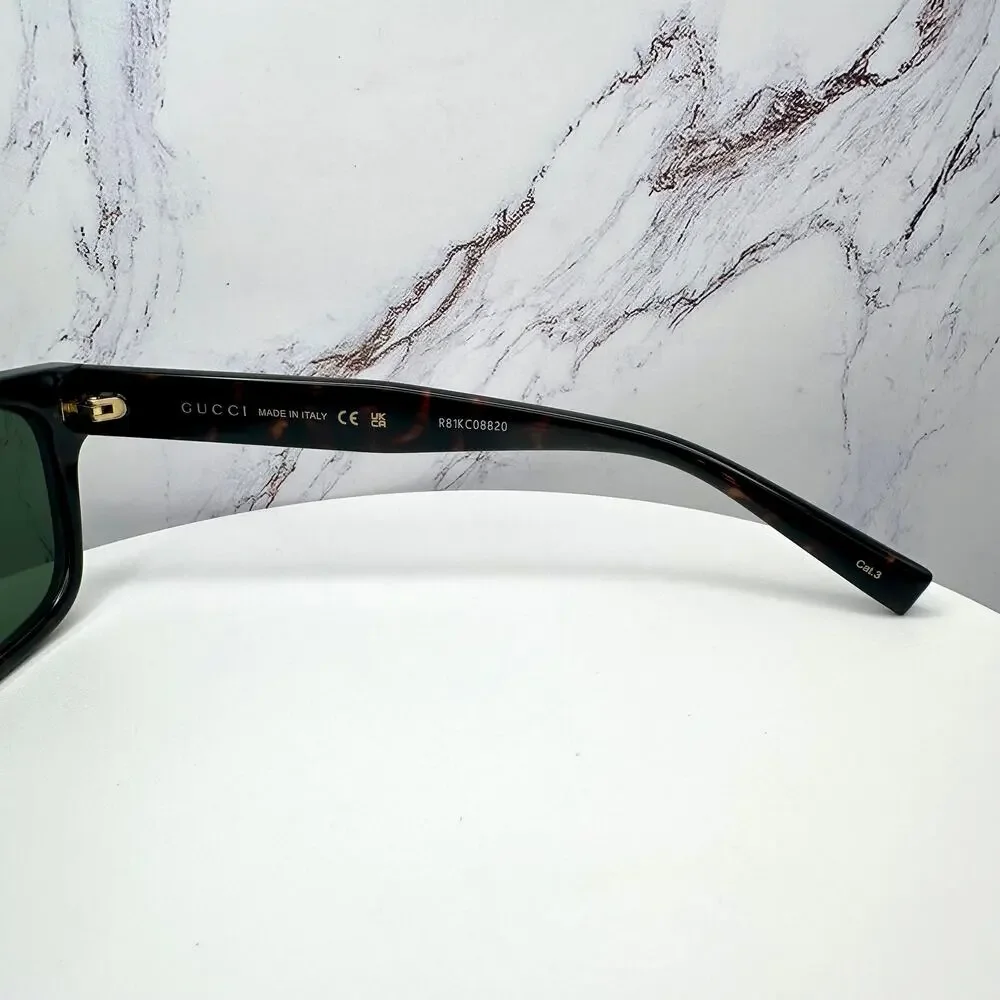 New GUCCI Sunglasses Brown Gold Red Green Web 55-20-145 mm Mens Square Gucci